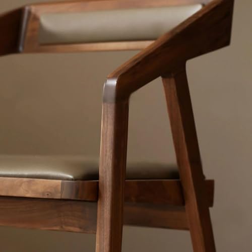 Image of Set of 2 Solid Wood Accent Chairs with Camel Cushion Seat, Modern Cafe Arm Chair for Home