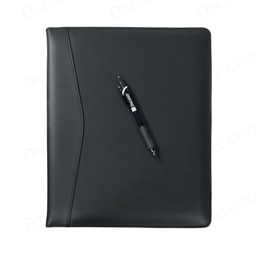 Organiseur de salle de réunion Dacasso en cuir noir : portfolio executive et padfolio d'écriture