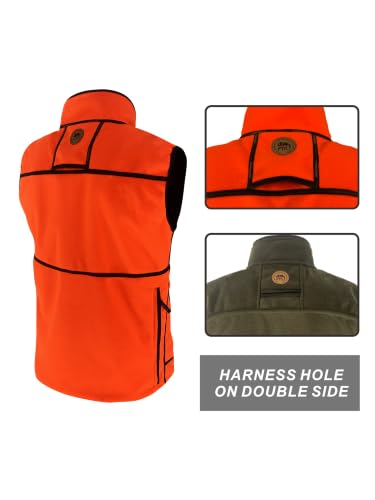 Image of Orange Reversible Hunting Vest for Men | Orange Camo, Windproof, Waterproof, Silent Fleece, Multi-Pocket, Outdoor Hunting, Shooting, Hiking