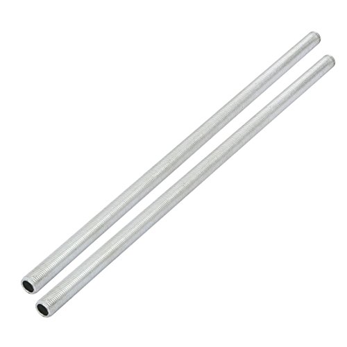 Image of uxcell Lamp Pipe Nipple, M10 Thread 290mm Length Hollow Lamps Repair Part Hardware for Lamp Lights, Zinc Plated Silver Tone, Pack of 2