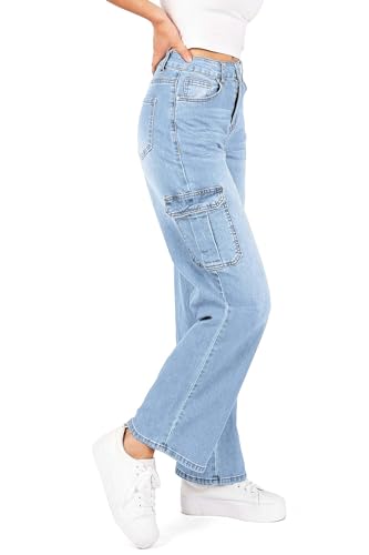 WAX JEAN Womens Juniors Wide Leg Cargo Carpenter Jeans2