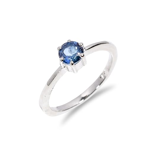Bague en argent vintage avec topaze de Londres faite à la main pour homme et femme