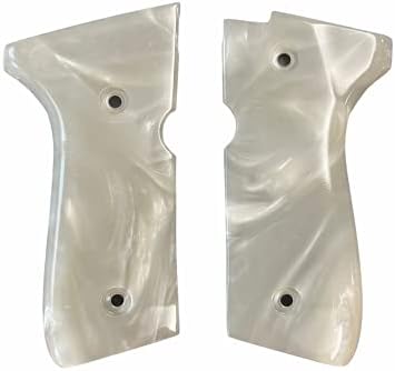 handicraftgrips New Beretta 92 92F 92G 92FS FS 92SB 96 M992 M9 Full Size Grips Full Size White Pearl Color Resin Polymer Polyester Handmade #BFR02