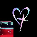 CouTunp Love Cross Sticker Decal, Creative Heart Cross Car Decal, Waterproof Car Window Decals, 8.7''×6'' Vinyl Sticker for Auto, Bumper, Windshield, Laptop, Water Bottles (Multicolor)