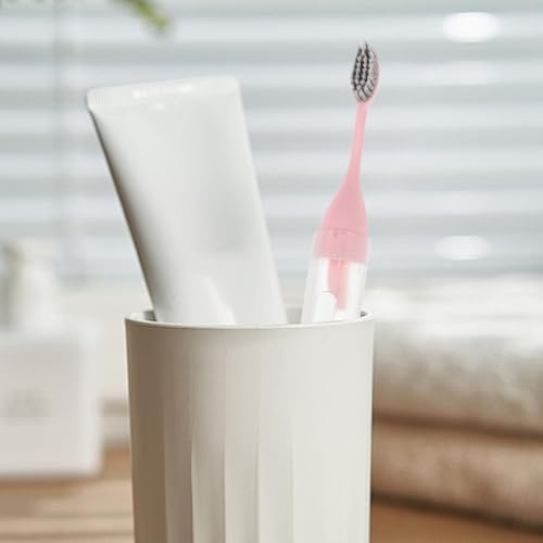 2pcs Travel Folding Tooth Brush with Built-in Toothpaste Container - 5