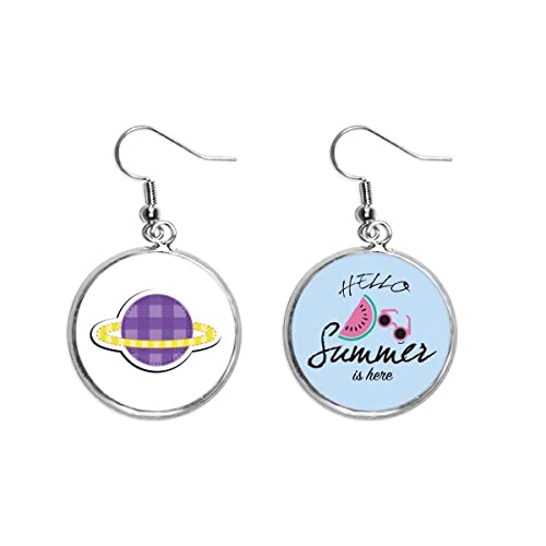 Pendientes de sandía Universo y Alien Saturn joyas veraniegas de lóbulo