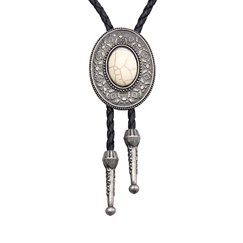 Image of Jeilwiy Bolo Tie for Men Western Cowboy Tie Necklace Gold Bolo Tie Leather Necktie Halloween Tie Accessories for Women
