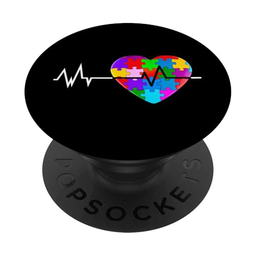 Autism Love Heart Beat Puzzle Acceptance Awareness PopSockets PopGrip Adesivo