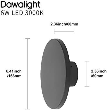 DAWALIGHT Wall Lights Round Outdoor Garden LED Wall Lamp 8W 370LM 3000K Indirect Lighting, IP65 Plastic Modern Decorative Surface Mount Backlight for Hallway Patio Workshop Bathroom Kitchen, Dark Grey