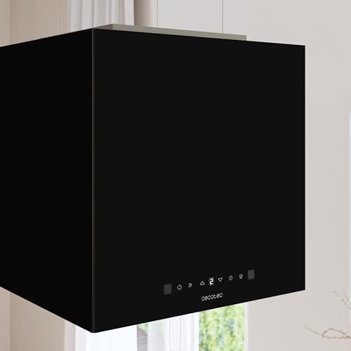 Cecotec Campana Extractora 44Cm En Isla Cuadrada Bolero Flux Cct 448000 Black A++. Acabado En Negro, Succión 800M3/H, Motor 210W, 3 Potencias, Filtro Carbono - imagen 7