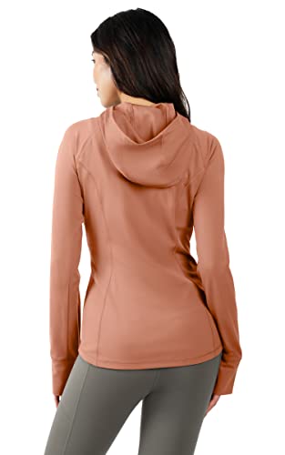 Yogalicious Slim Fit Long Sleeve Full Zip Up Hoodie Jacket - Cedarwood - Large #TOP2