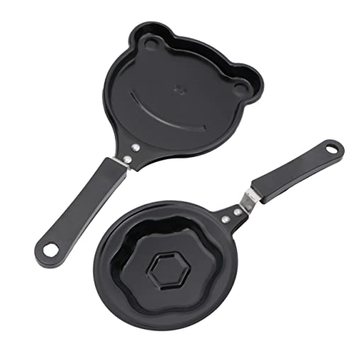 Cabilock 2Pcs Mini Omelette Pan Nonstick Cartoon Shaped Frying Pan for Breakfast Eggs Pancakes More Fun Frog Plum Blossom Styles