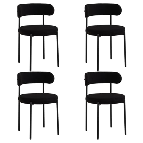 Deyarna Home Pack De 4 Sillas De Comedor, Sillas De Cocina Modernas Con Patas Metálicas Y Respaldo Curvo, Sillas Redondas Tapizadas Para Comedor, Cocina Y Salón Negro Deyarna Home Pack De 4 Sillas De Comedor, Sillas De Cocina Modernas Con Patas Metálicas Y Respaldo Curvo, Sillas Redondas Tapizadas Para Comedor, Cocina Y Salón Negro