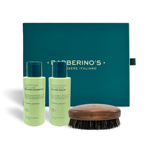 Barberino's Bartpflegeset - Bartshampoo 100 ml, Bartbalsam 100 ml, Bürste aus Wengeholz