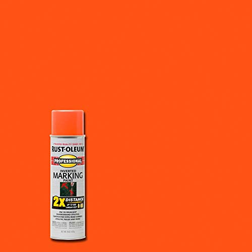 Image of Rust-Oleum 266579 Professional 2X Distance Inverted Marking Spray Paint, 15 oz, Fluorescent Orange