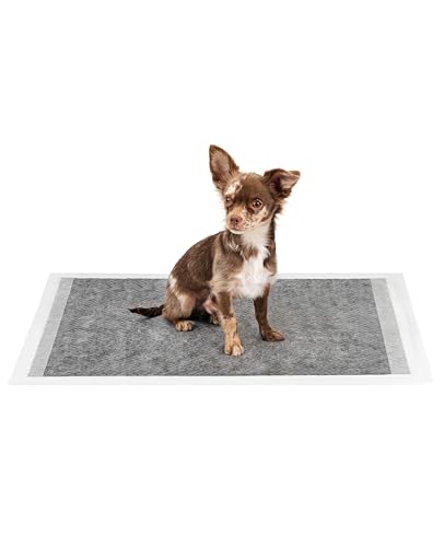 lionto Kohlefaser Welpenunterlagen, 6-lagige Trainingspads für Hunde mit Klebestreifen, 60x90 cm, 50 STK., auslaufsicher & robust, hohe Saugfähigkeit für kranke & inkontinente Tiere, schwarz/weiß