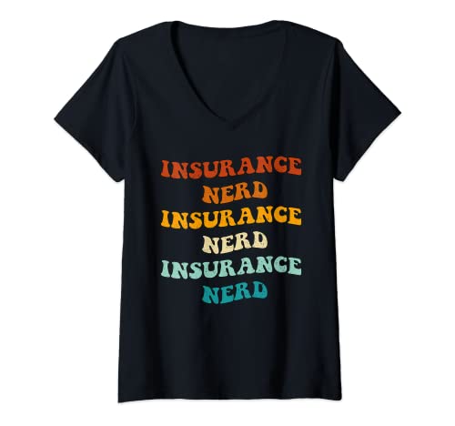 Mujer Retro Insurance Broker Nerd Profesión Título del trabajo Profesión Camiseta Cuello V
