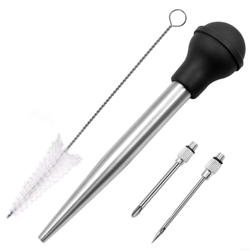 DAZZLEEX Herramienta de inyección de especias, inyector de carne, jeringa sabor pavo BBQ Inyector pavo Baster Acero inoxidable adobo de alimentos (negro), 2002670920