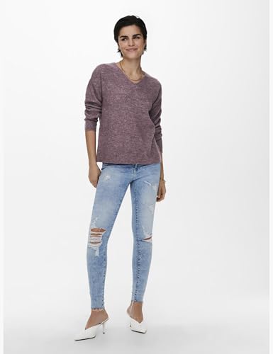 ONLY Damen ONLCAMILLA V-Neck L/S Strickpullover KNT 15204588, Rose Browndetail:Melange,S – Ansicht 2