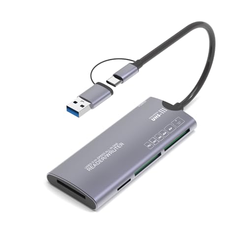 Image of SWOFY USB 3.0 Card Reader 6 in 1 Adapter Hub- Plug & Play, Compatible with Apple & Windows, Supports SD, Micro SD, MS,M2,XD,CF Cards for Windows, Mac, Android, SWOFY MP3 Player,Camera