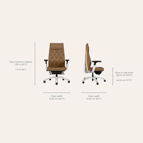 Image of Interio by Godrej Posture Perfect High Back Leather Executive Ergonomic Revolving Chair - Tan Color, 1 Year Warranty, Adjustable Armrest and Height