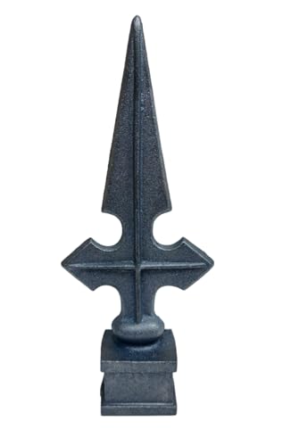 Image of Cast Iron Fence Finials, Multiple Decorative Styles & Sizes, 1 /2 inch to 1 inch Inch Square and Round Spears, Fleur de Lis Design (1 inch Cross SQ, 5)