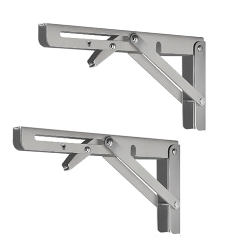Folding Shelf Brackets - Heavy Duty Stainless Steel Collapsible Shelf Bracket for Bench Table, Space Saving DIY Bracket, Max Load: 550lb (6 INCH-2PCS)