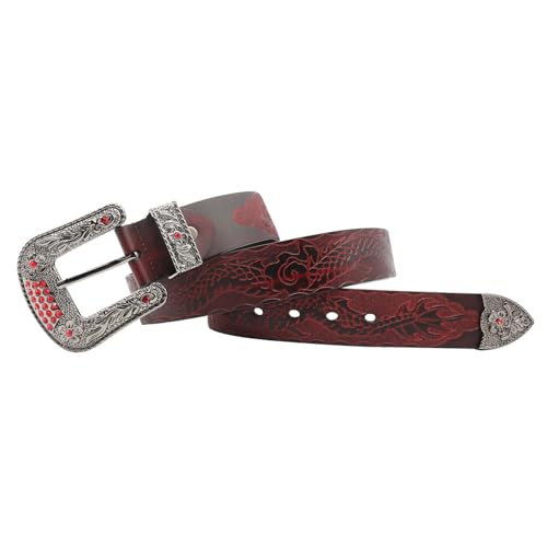 Ceinture cuir véritable gaufré dragon l'esprit western cowboy unique