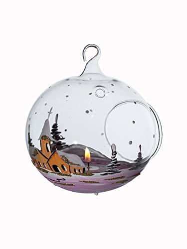 Windlicht Kugel Glaskugel für Teelicht rot mundgeblasen mit...