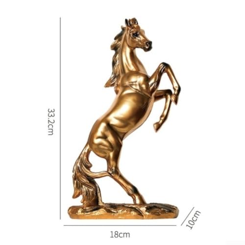 Statue de cheval pour décoration étagère | Sculpture dorée en résine de 33 cm style européen