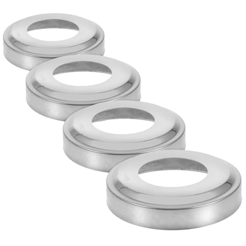 POPETPOP 4pcs Stainless Steel Pool Ladder Handrail Covers Round Base Plate for Inground Pool Replacement Parts