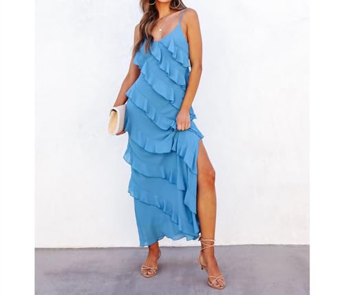 Image of Women Summer Elegant Sling Midi Ruched Bodycon Dress Solid Color Backless Slim Party Cocktail Dresses