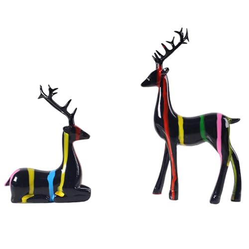Renne de cerf coloré statuette de Noël en résine vive BS8122 - 2