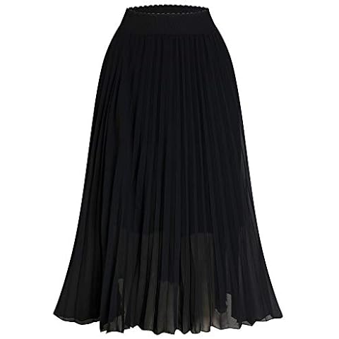 TEERFU Women's High Waist Pleated Midi Skirt Cover