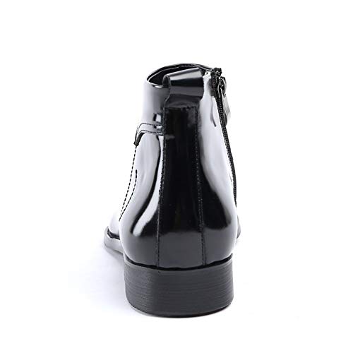 Ankle Boot for Men High Top Boot Slip On StyleGenuine Leather Patent Leather Zipper Pointed Toe Block Heel Easy Care3
