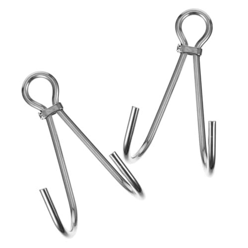 SKISUNO 2pcs Stainless Steel Double Claw Hooks for Scuba Diving