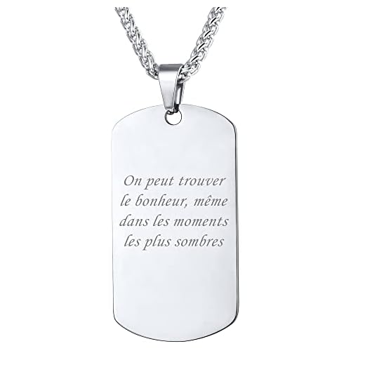 U7 Collier Plaque Militaire Homme Personnalisable Bijoux Acier Inox Chaîne Pendentif Dog Tag Personnalisé DIY Necklace Gravure Gratuite Cadeau des Anniversaire Fêtes Jour Commémoratif
