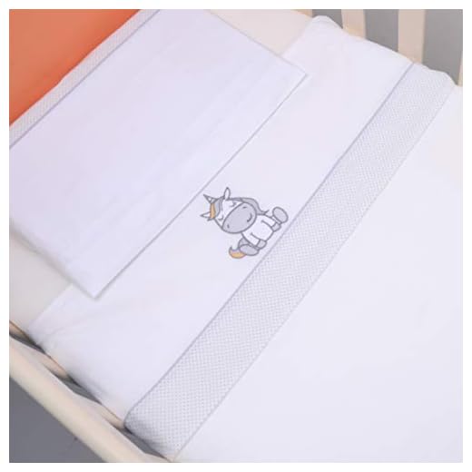 PEKITAS Bebe Juego De Sábanas Finas 3 Piezas para Minicuna 50x80cm 100% Algodón (Funda Almohada+Sabana+Bajera,Unicornio Blanco)
