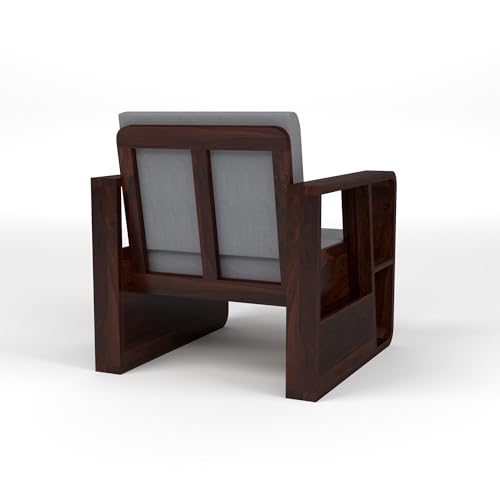 Image of Sheesham Wooden 4 Seater Sofa for Living Room | Solid Wood Sofa with Side Newspaper Holder | Rosewood Sofa Set for Home & Office | Lounge (Walnut Finish, 4 Seater)