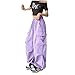 Womens Cargo Pants Baggy Elastic Waist Parachute Wide Leg Pant Fashion Y2k Teen Girls Street Jogger Trouser with Pocket Purple