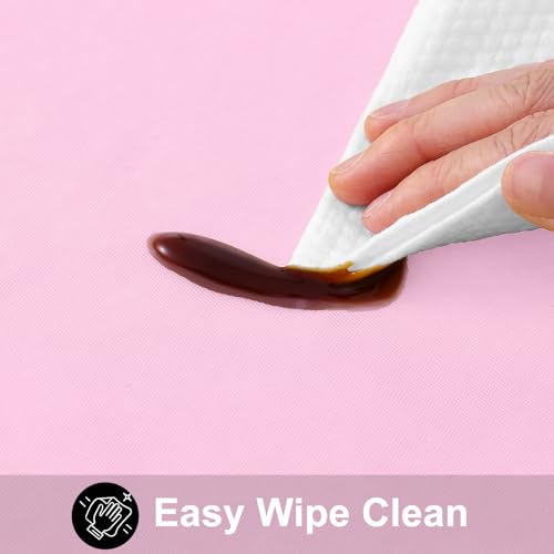 Image of Smiry Rectangle Table Cloth 54x78 Inch, Waterproof Wipeable Vinyl Tablecloths Protector, Oil Spill Proof Plastic Table Cover for Dining, Picnic, Camping, Outdoor, Pink