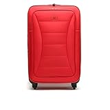 MISAKO Maleta Grande de Viaje Leslie Unisex Roja | Maleta Elegante de Nylon Blanda | 77x46x26cm | Maleta Grande para Viajes | 4 Ruedas | Semirrígida - 3KG