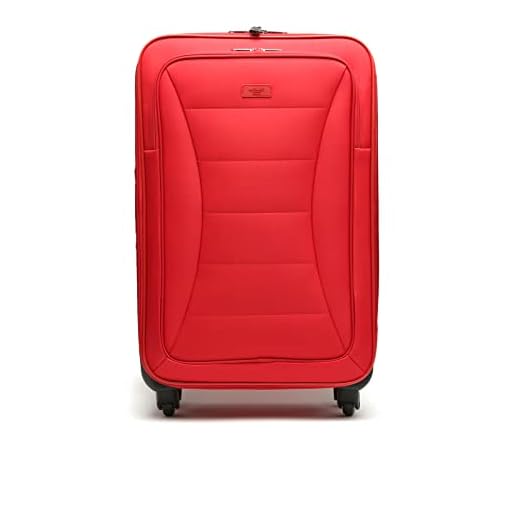 MISAKO Maleta Grande de Viaje Leslie Unisex Roja | Maleta Elegante de Nylon Blanda | 77x46x26cm | Maleta Grande para Viajes | 4 Ruedas | Semirrígida - 3KG