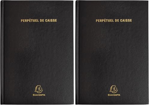 Exacompta - 38971E - Agenda bureau - 14,8 cm x 21 cm - Caisse Perpétuel Journalier - Coloris noir (Lot de 2)