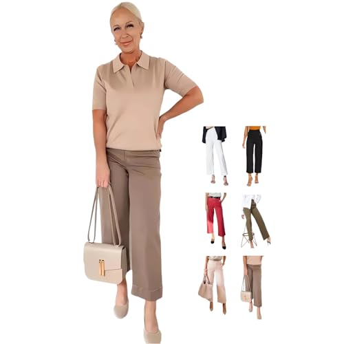 Tummy Control Twill Cropped Wide Leg Pant Plus Size Wide Leg Petite Crop Trousers Stretch Capri Jeans Ankle Denim Pants Women