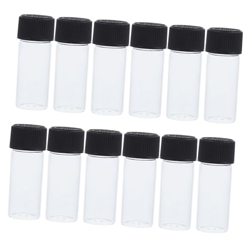 Healeved 12 piezas Botellas de Vidrio Recargables con Tapa de Hermética para Viaje y Aceites Esenciales Frascos Transparentes para Cosméticos y Líquidos Pequeño Portátil para Camping y