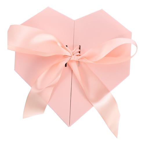 DECHOUS 大きめのハート型 ボックス 中 おしゃれなラフィア入り プレゼント包装 贈り物用装飾箱 バレンンや記念日に