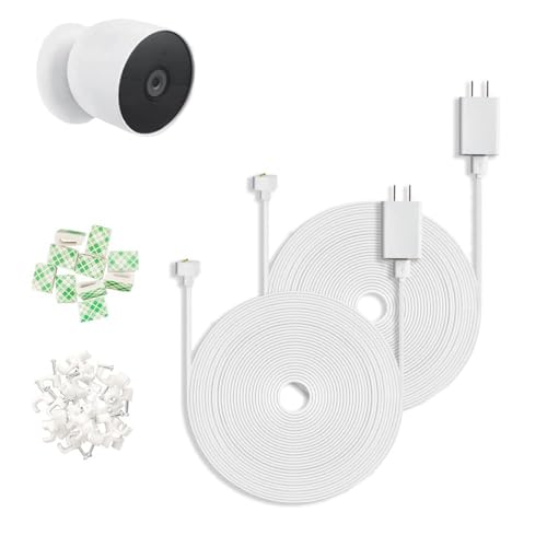 Image of JJMASEE 26FT 2 Pack Power Adapter and Cable for Google Nest Cam (Battery) Outdoor or Indoor 2nd Gen, Weatherproof Charging Power Cord and Charger for Nest Camera (Battery)