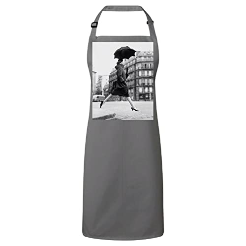 Tablier cuisine gris Carmen pour cuisiner en famille avec style vintage