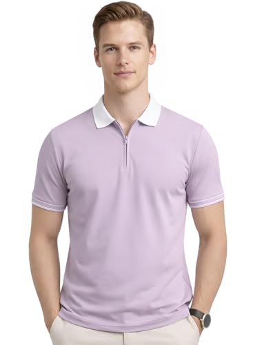 Image of Mens Premium Cotton Polo T-Shirt | 220 GSM Soft Fabric | Casual Stylish Look | Zipper Polo Design Snow White Polo T Shirt | Polo Tshirt for All-Day Wear